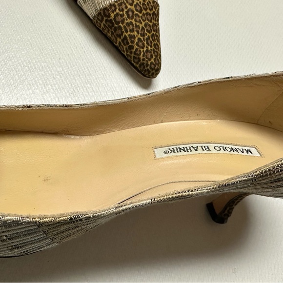 Manolo Blahnik Leopard/Striped Pointed Toe Kitten Heels Size 39 1/2 EUC - Picture 9 of 16